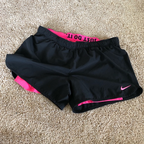 nike 2 in 1 shorts pink